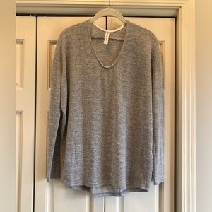 Tickled teal, L, gray, v neck athleisure top
